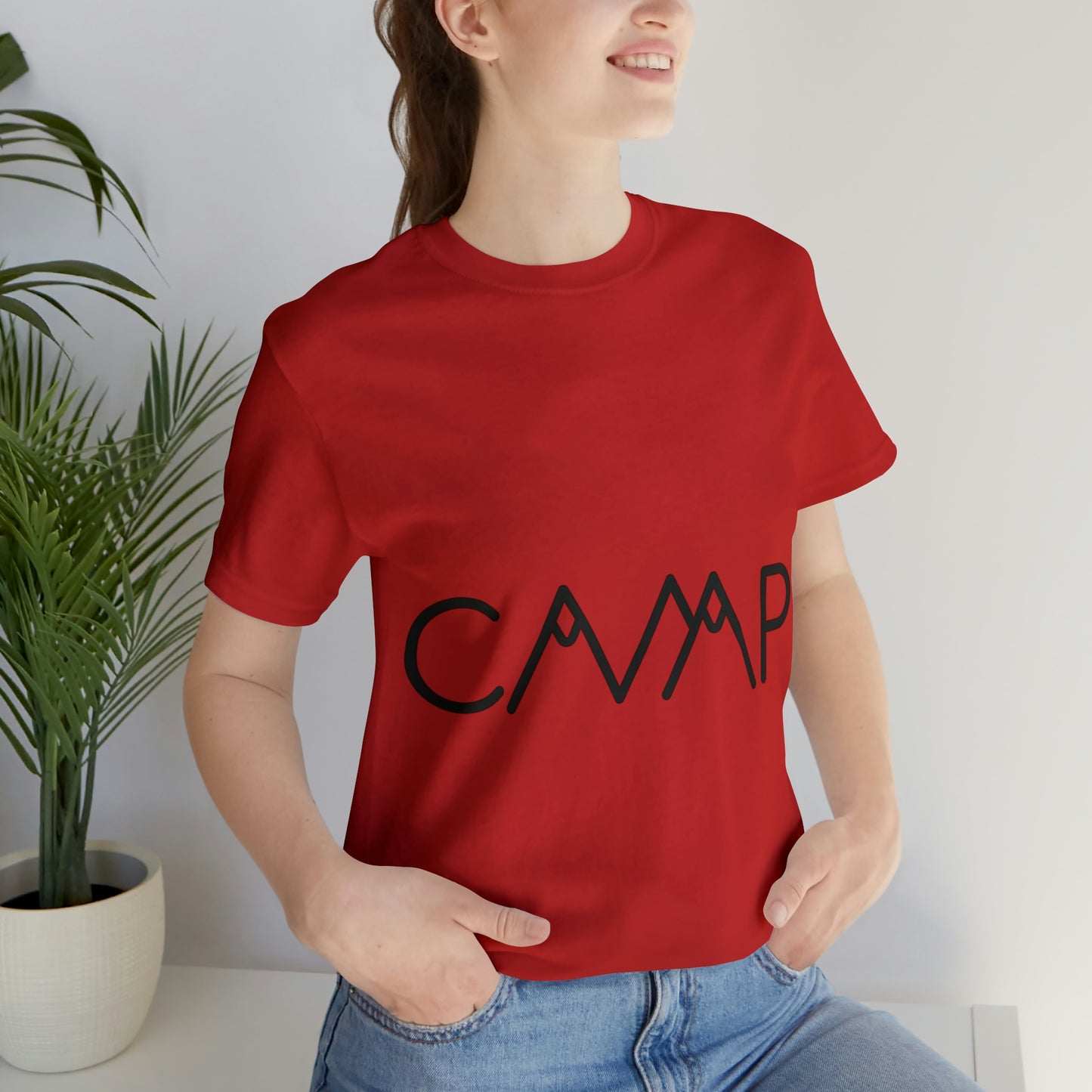 Camping Typography Minimal Art Unisex Jersey Short Sleeve T-Shirt