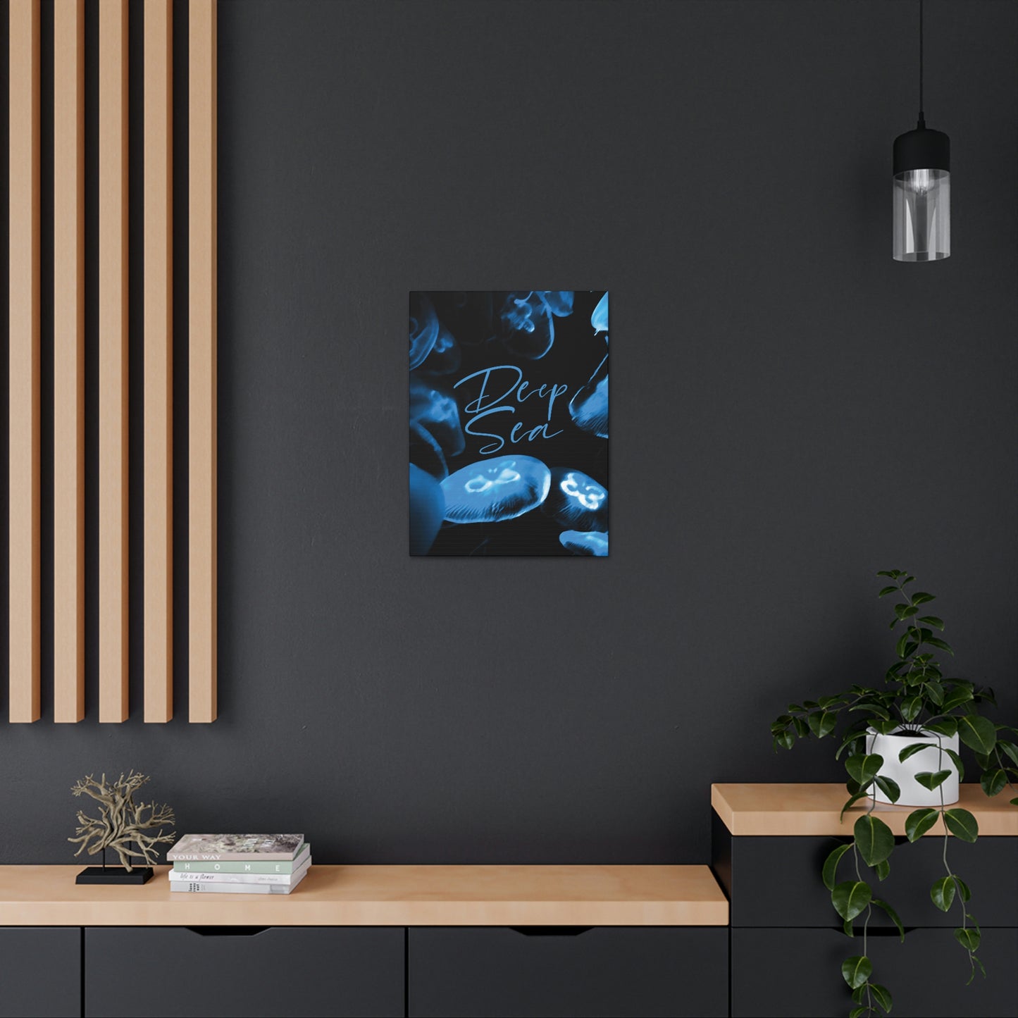 Deep Sea Jellyfish Silhouette Eco Friendly Life Sign Aesthetic Classic Art Canvas Gallery Wraps