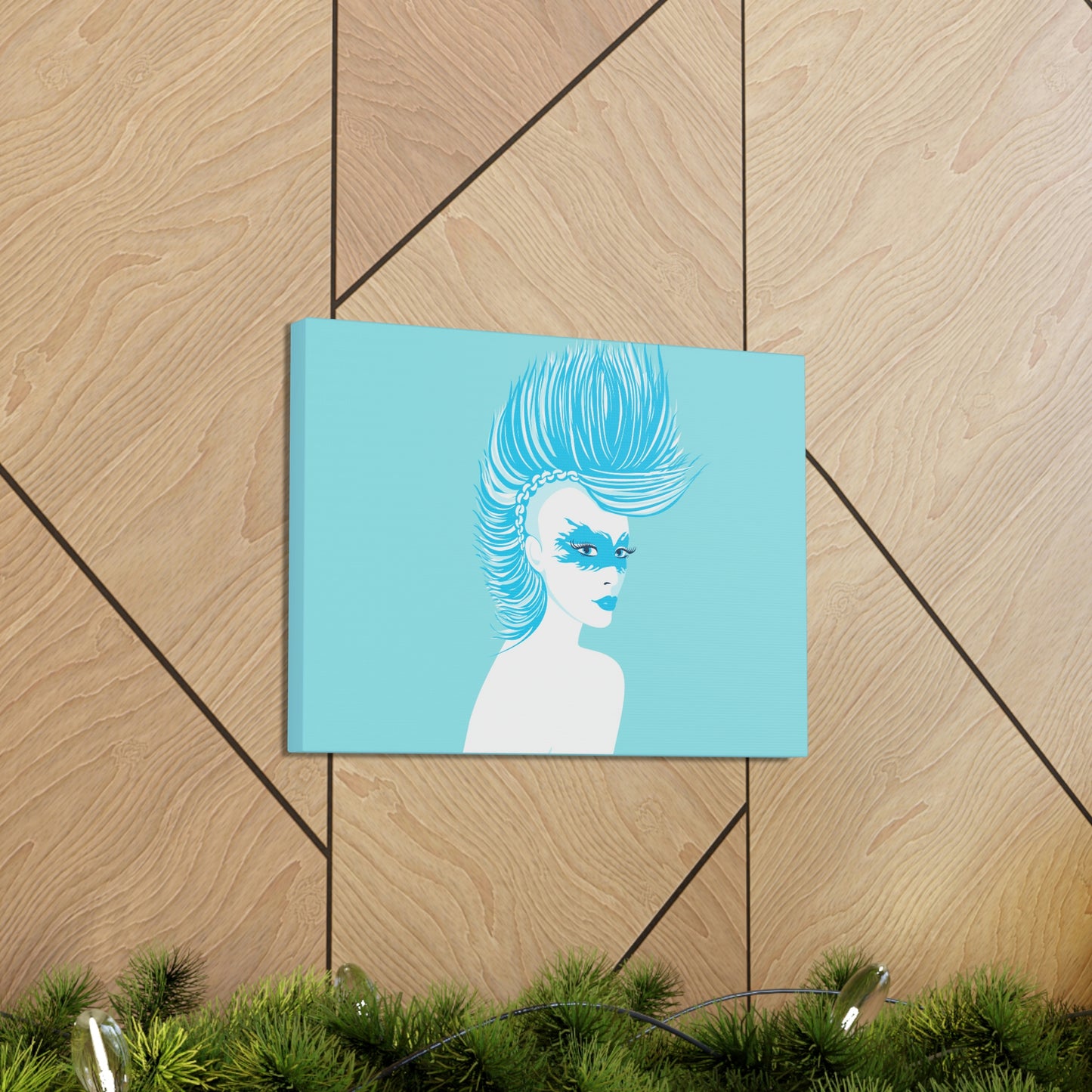 Blue Punk Woman Art Unique Edgy Graphic Aesthetic Classic Art Canvas Gallery Wraps