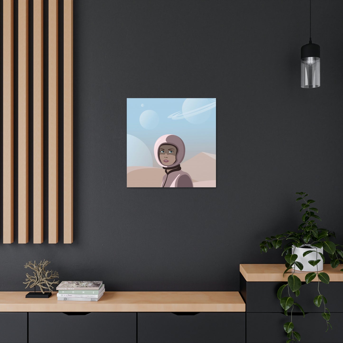 Astronaut Woman Aliens Minimal Aesthetic Classic Art Canvas Gallery Wraps