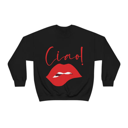 Ciao Hello Goodbye Red Lips Lipstick Unisex Heavy Blend™ Crewneck Sweatshirt