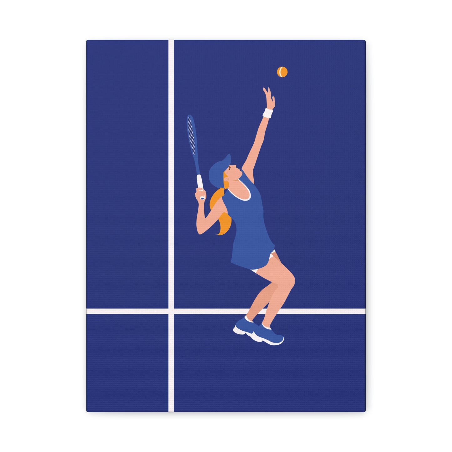 Tennis Player Blue Art Sports Team Classic Art Canvas Gallery Wraps