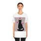 Black Cat with Heart Love Unisex Jersey Short Sleeve T-Shirt