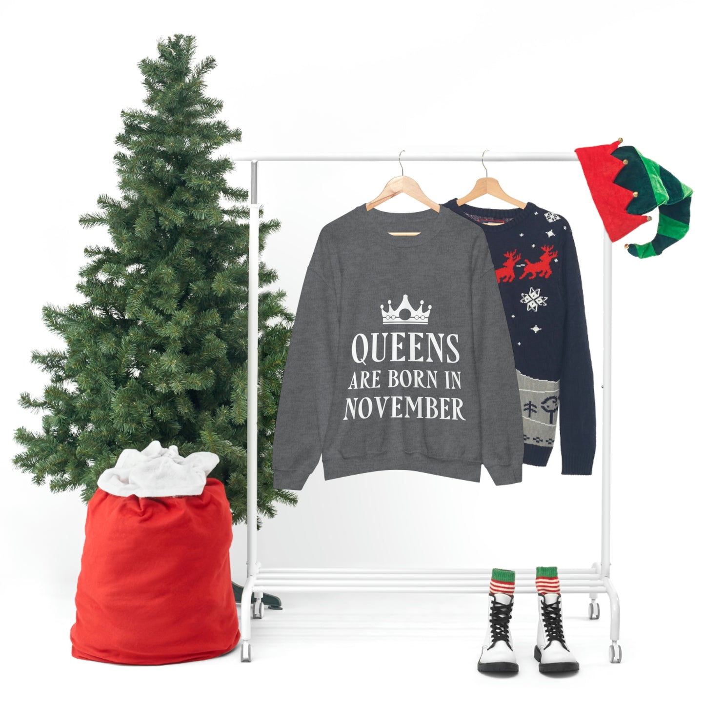 Queens Are Born in November Happy Birthday Unisex Heavy Blend™ Crewneck Sweatshirt