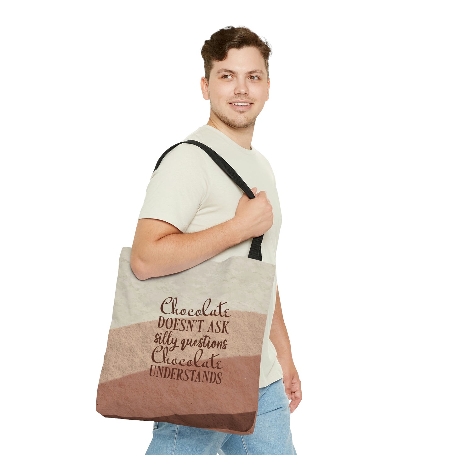 Chocolate Doesn’t Ask Questions Indulge in the Sweetness Aesthetic Art AOP Tote Bag