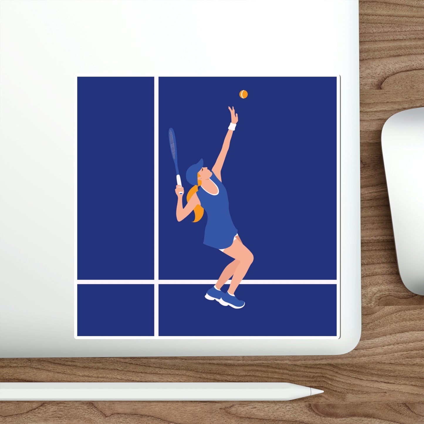 Tennis Player Blue Art Sports Team Die-Cut Sticker