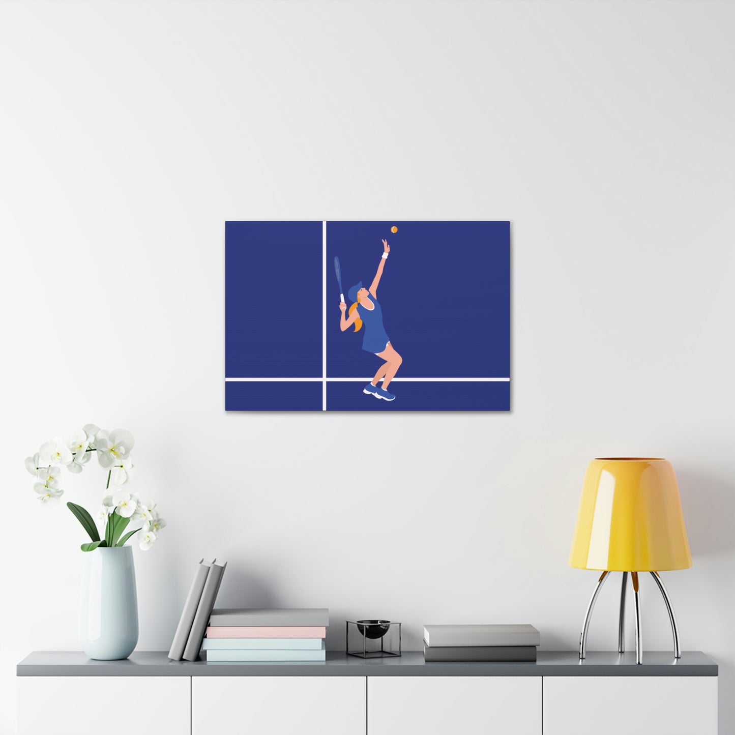 Tennis Player Blue Art Sports Team Classic Art Canvas Gallery Wraps