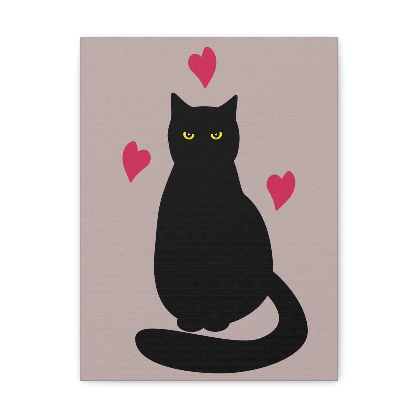 Black Cat with Heart Love Aesthetic Classic Art Canvas Gallery Wraps