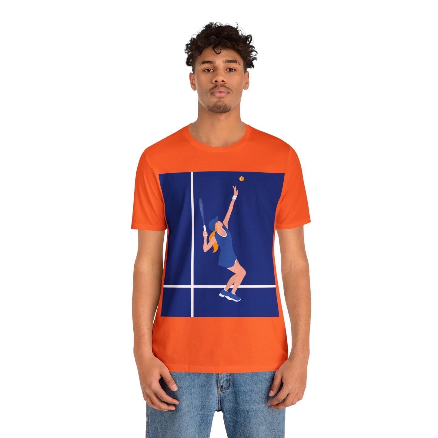 Tennis Player Blue Art Sports Team Unisex Jersey Short Sleeve T-Shirt