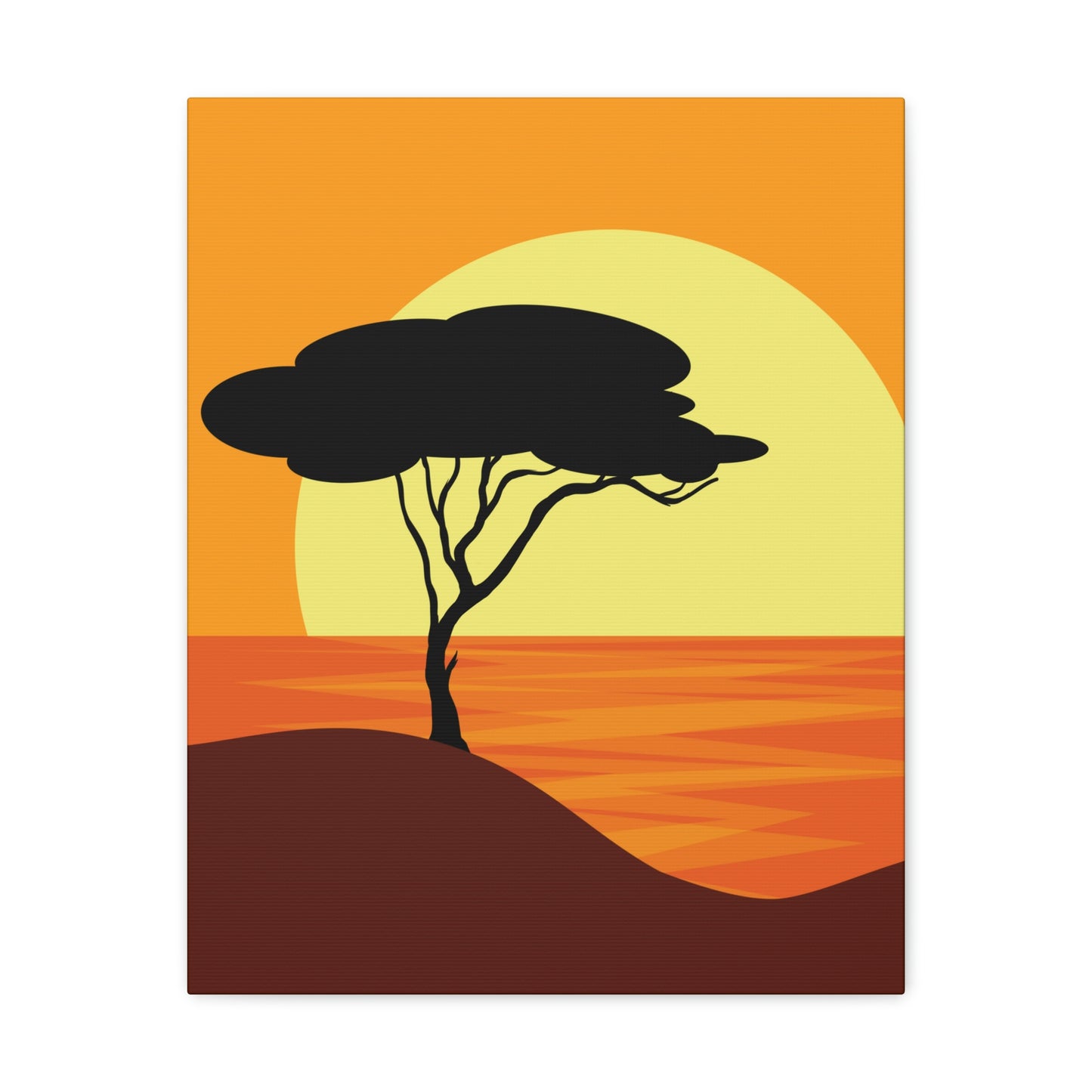 Africa Savanna Sunset Minimal Landscape View Aesthetic Classic Art Canvas Gallery Wraps