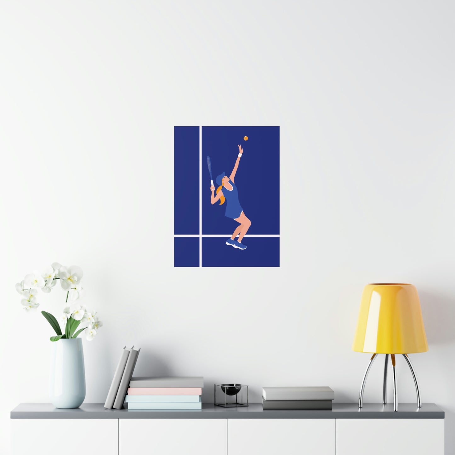 Tennis Player Blue Art Sports Team Premium Matte Vertical Posters