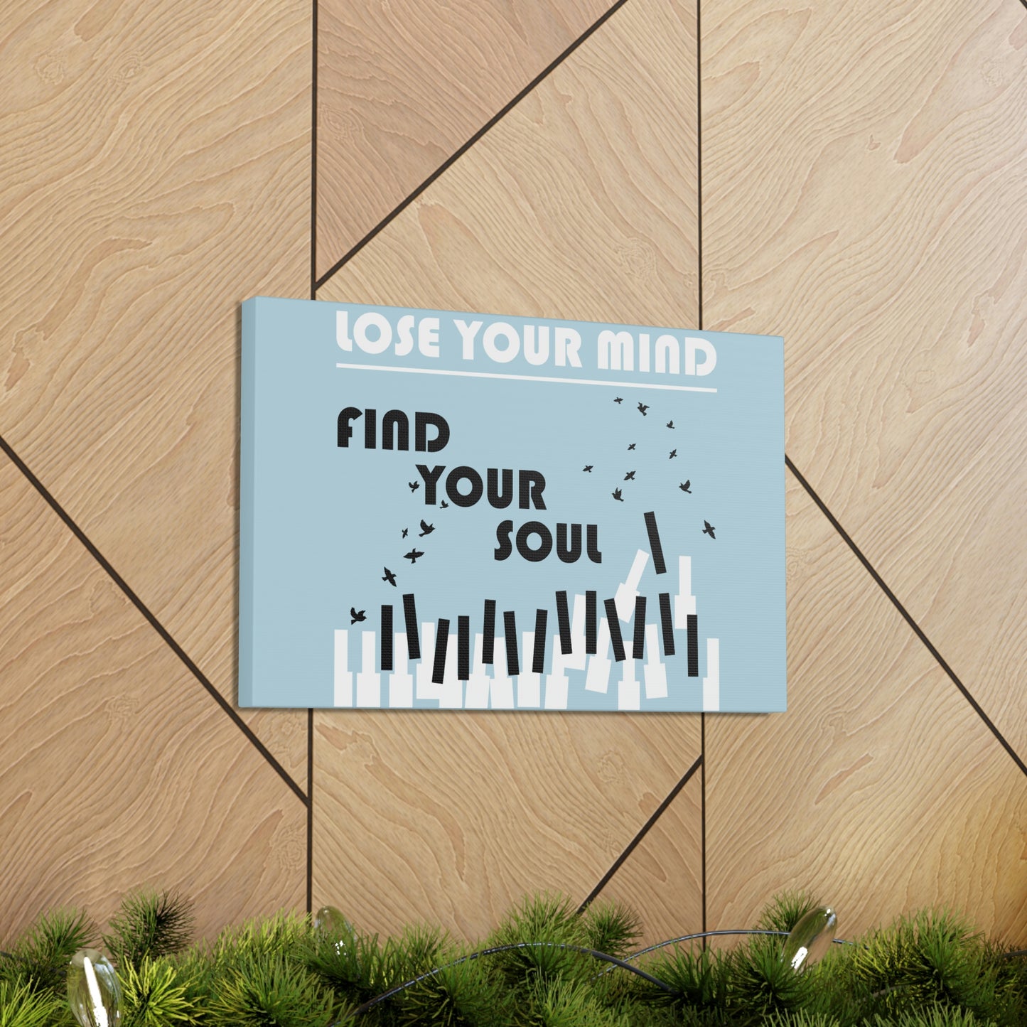 Lose Your Mind Find your Soul Flying birds Piano Keys Music Aesthetic Classic Art Canvas Gallery Wraps