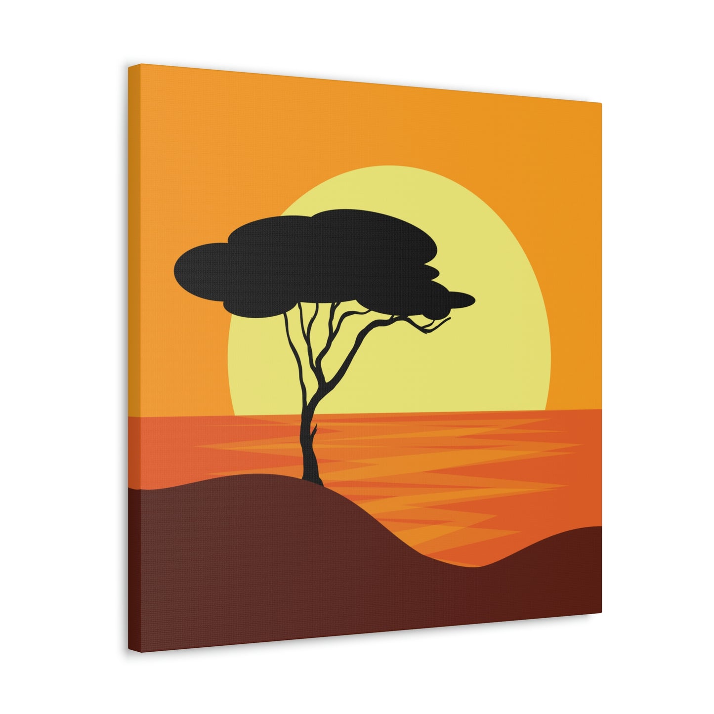 Africa Savanna Sunset Minimal Landscape View Aesthetic Classic Art Canvas Gallery Wraps