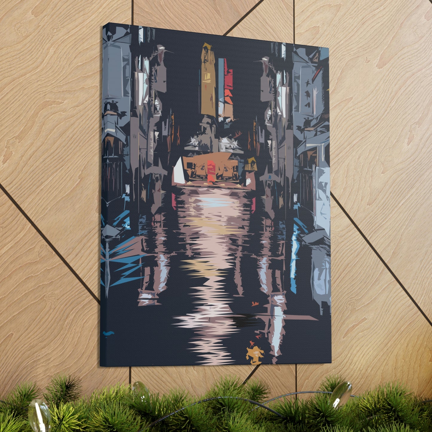 City Night Modern Abstract Classic Art Canvas Gallery Wraps