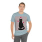 Black Cat with Heart Love Unisex Jersey Short Sleeve T-Shirt