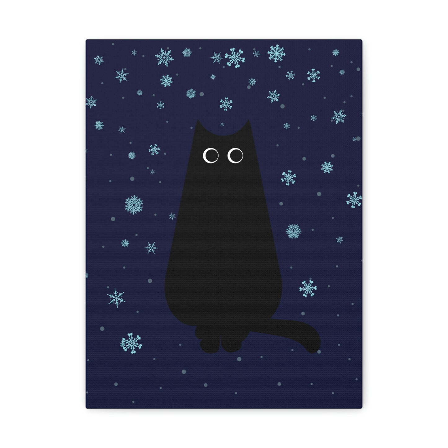 Black Cat Winter Snowflake Anime Art Classic Art Canvas Gallery Wraps