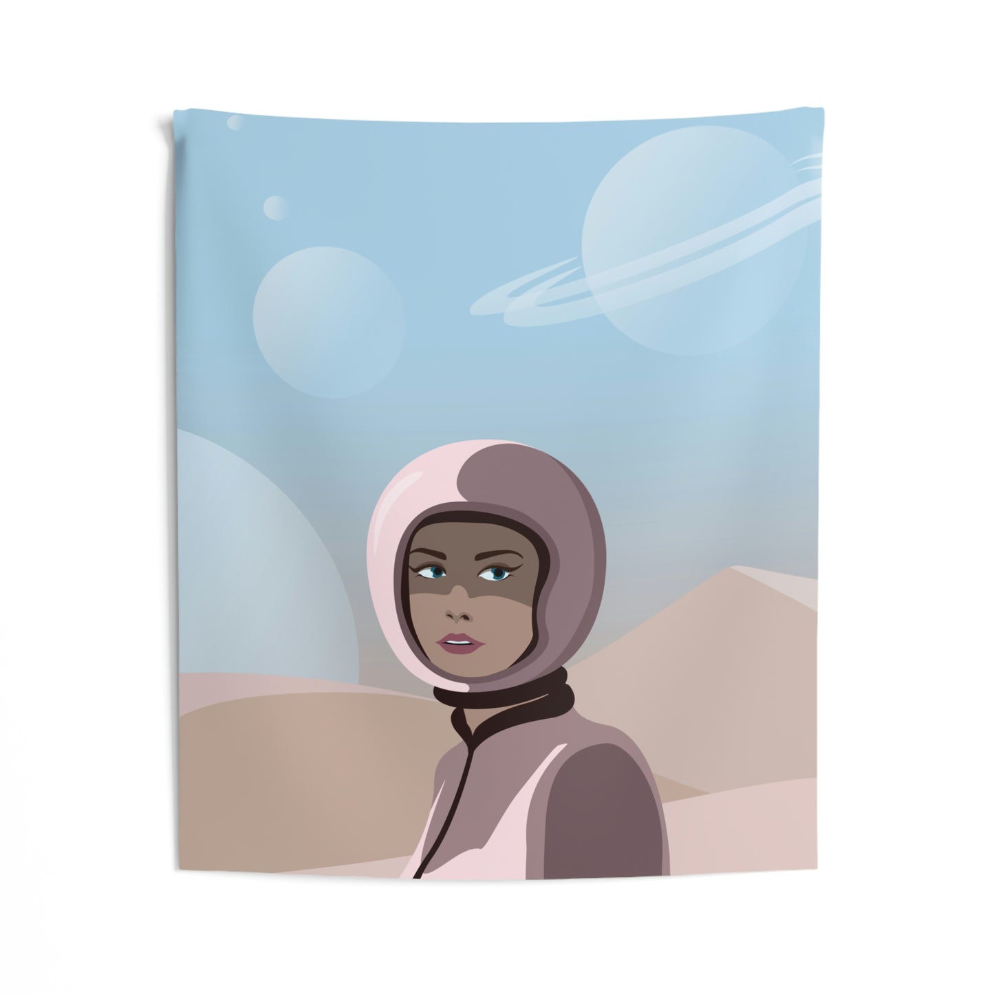 Astronaut Woman Aliens Minimal Art Aesthetic Indoor Wall Tapestries