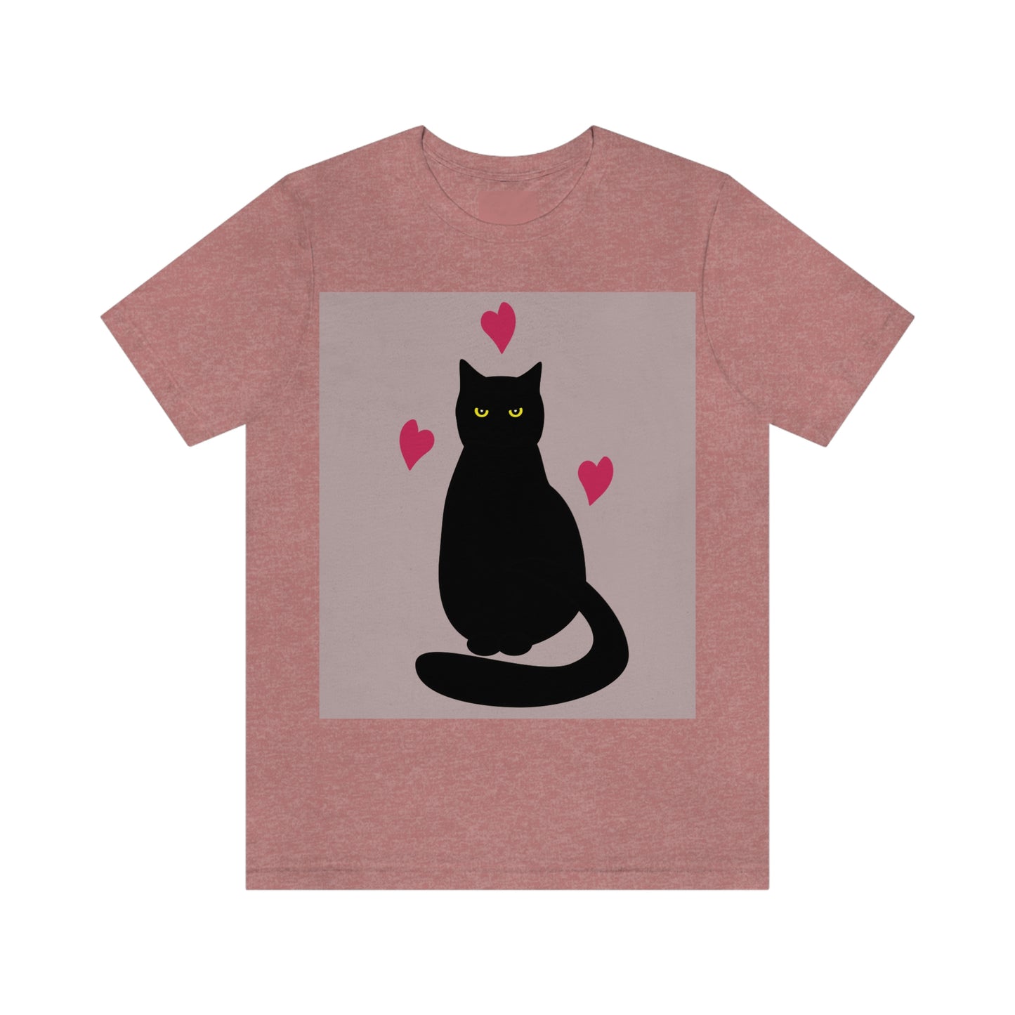 Black Cat with Heart Love Unisex Jersey Short Sleeve T-Shirt