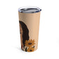 Woman with Black Cat Mininal Sunflowers Aesthetic Art Stainless Steel Hot or Cold Vacuum Tumbler 20oz