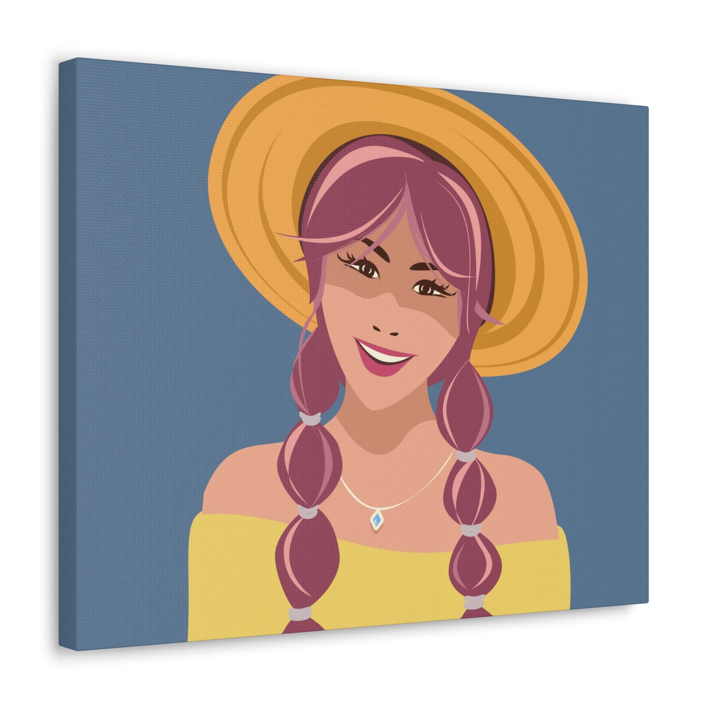 Happy Woman with Rose Hair Aesthetic Art Canvas Gallery Wraps