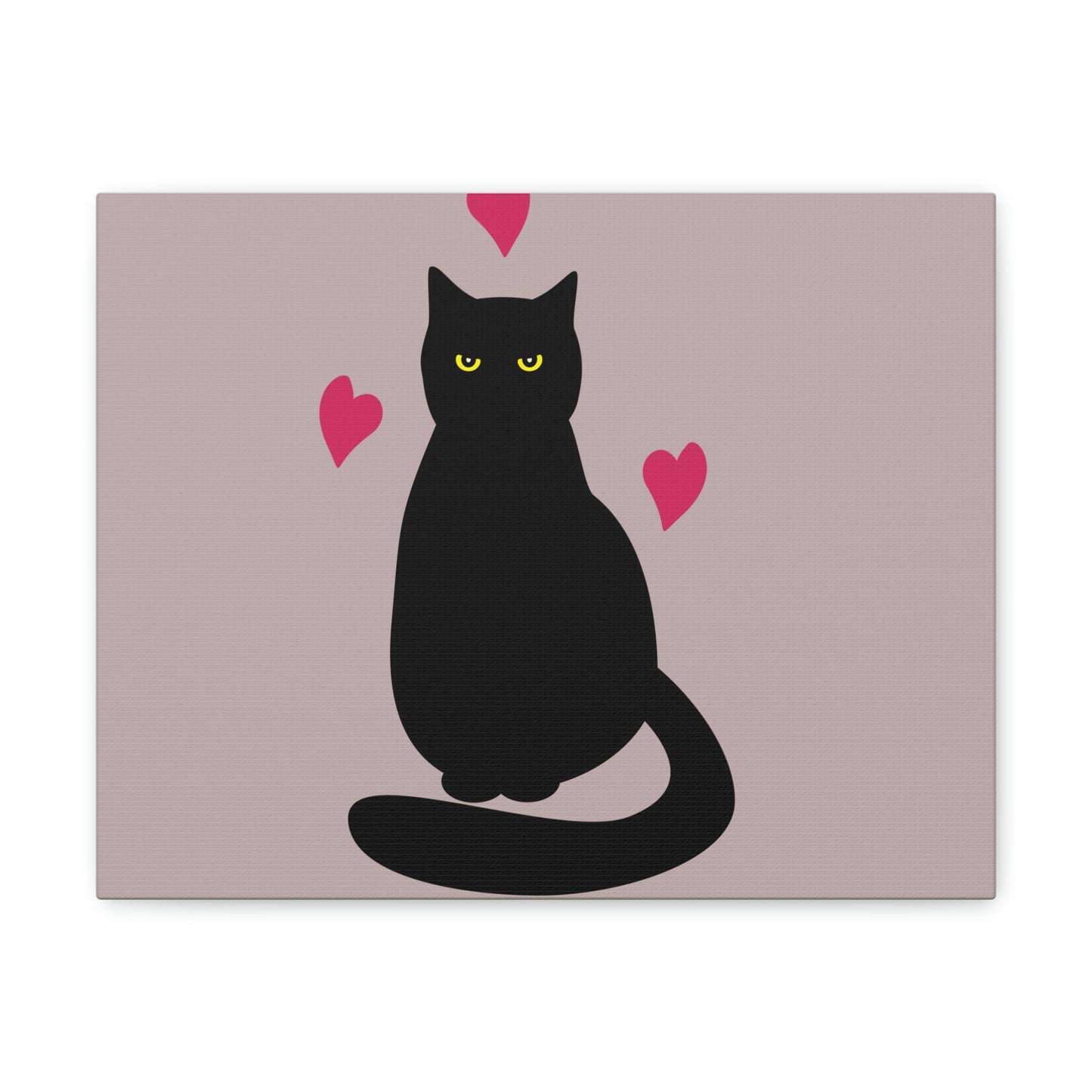 Black Cat with Heart Love Aesthetic Classic Art Canvas Gallery Wraps