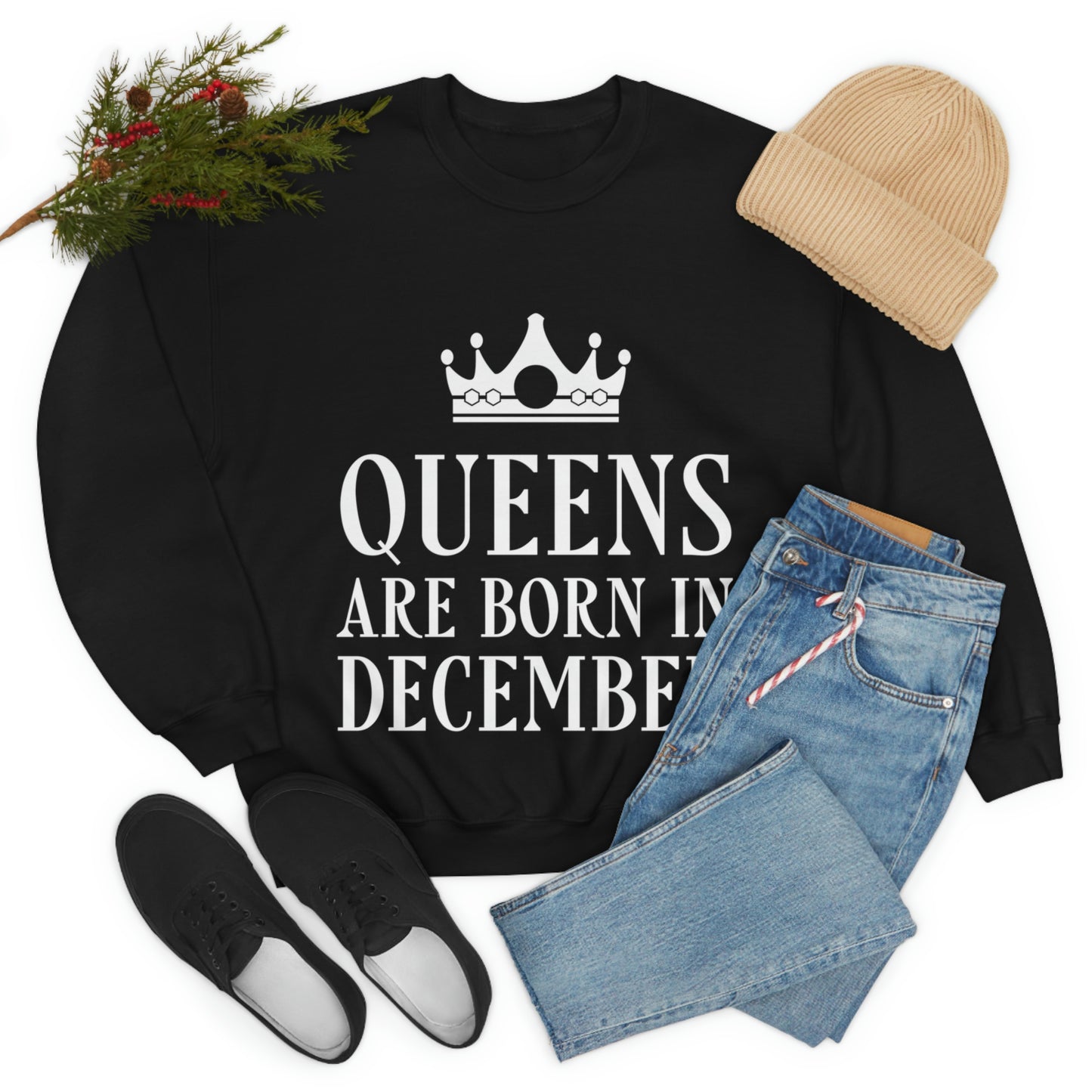 Queens Are Born in December Unisex Heavy Blend™ Crewneck Sweatshirt