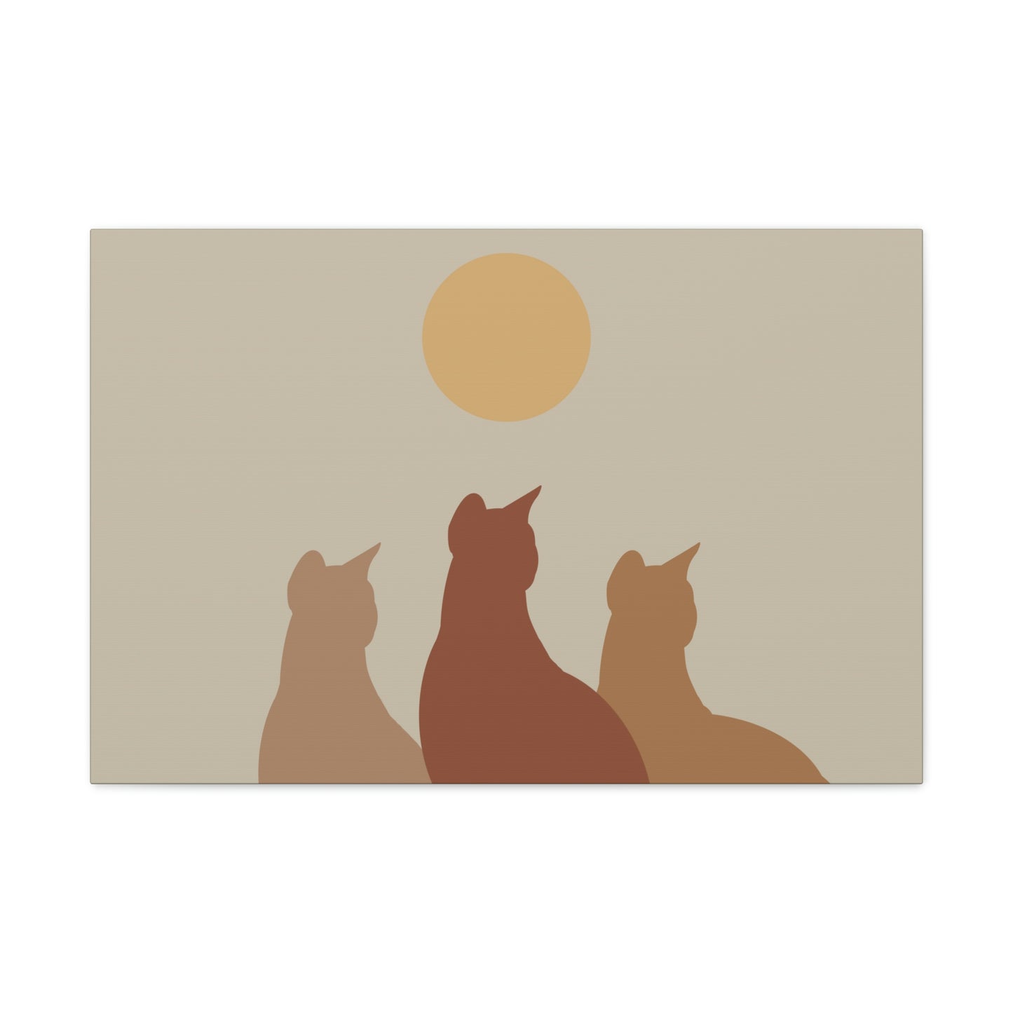 Abstract Boho Cats Relaxed Aesthetic Beige Minimalist Classic Art Canvas Gallery Wraps