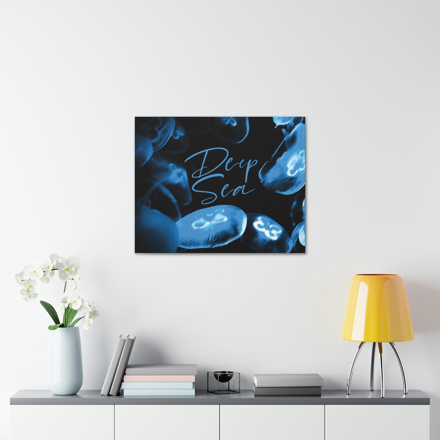 Deep Sea Jellyfish Silhouette Eco Friendly Life Sign Aesthetic Classic Art Canvas Gallery Wraps