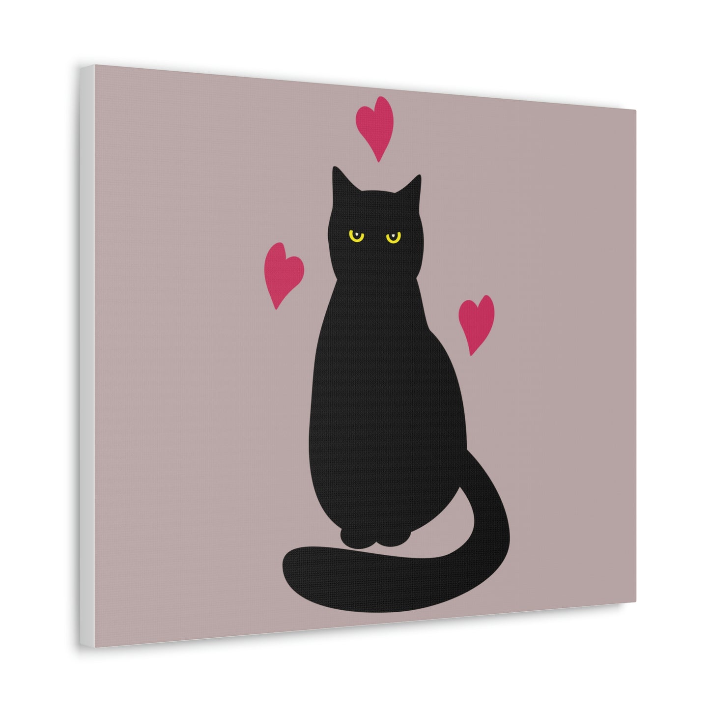 Black Cat with Heart Love Aesthetic Classic Art Canvas Gallery Wraps