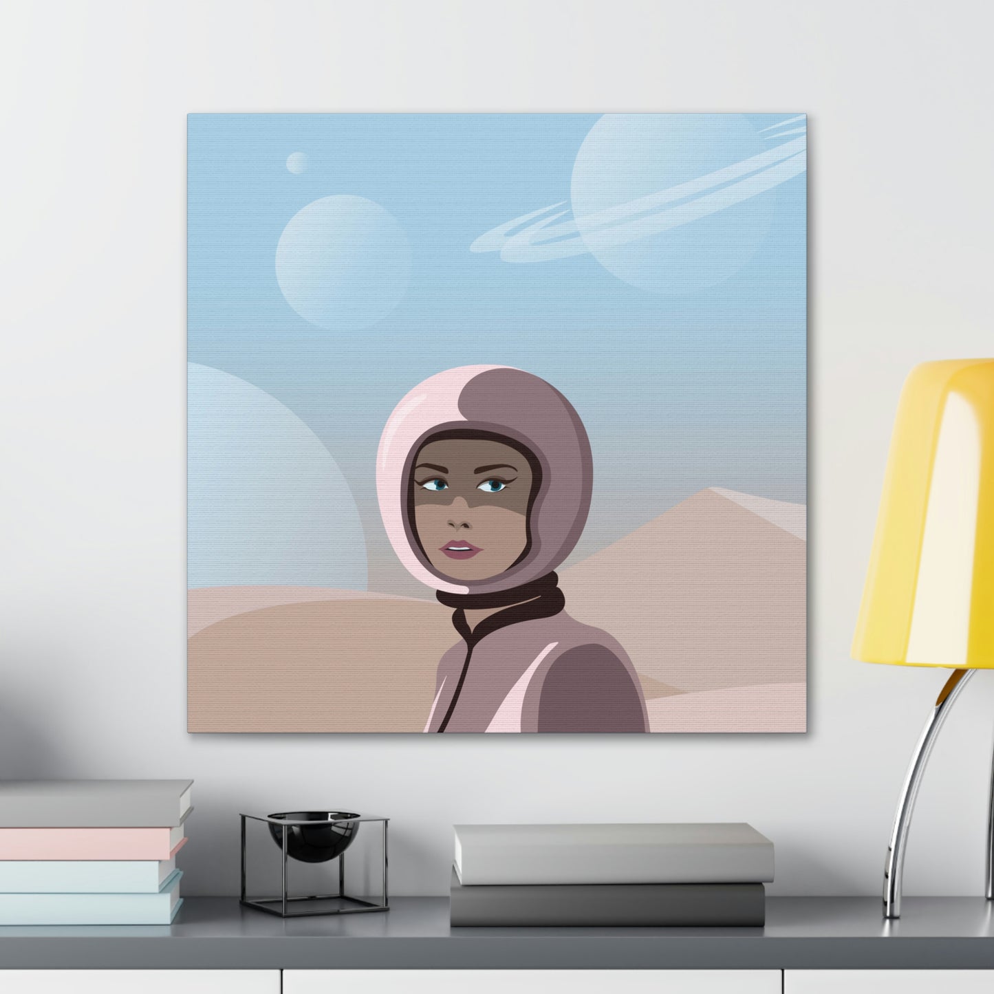 Astronaut Woman Aliens Minimal Aesthetic Classic Art Canvas Gallery Wraps