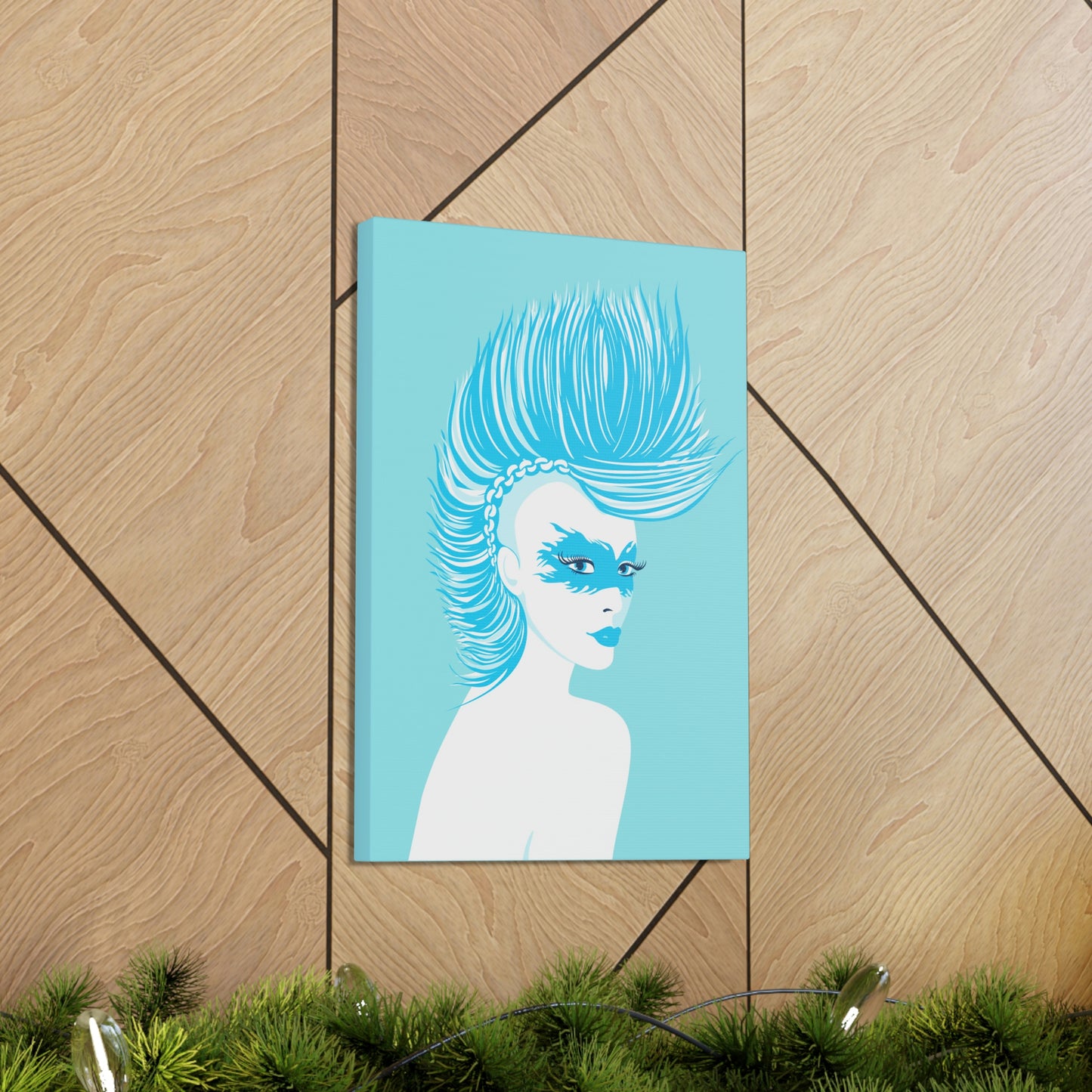 Blue Punk Woman Art Unique Edgy Graphic Aesthetic Classic Art Canvas Gallery Wraps