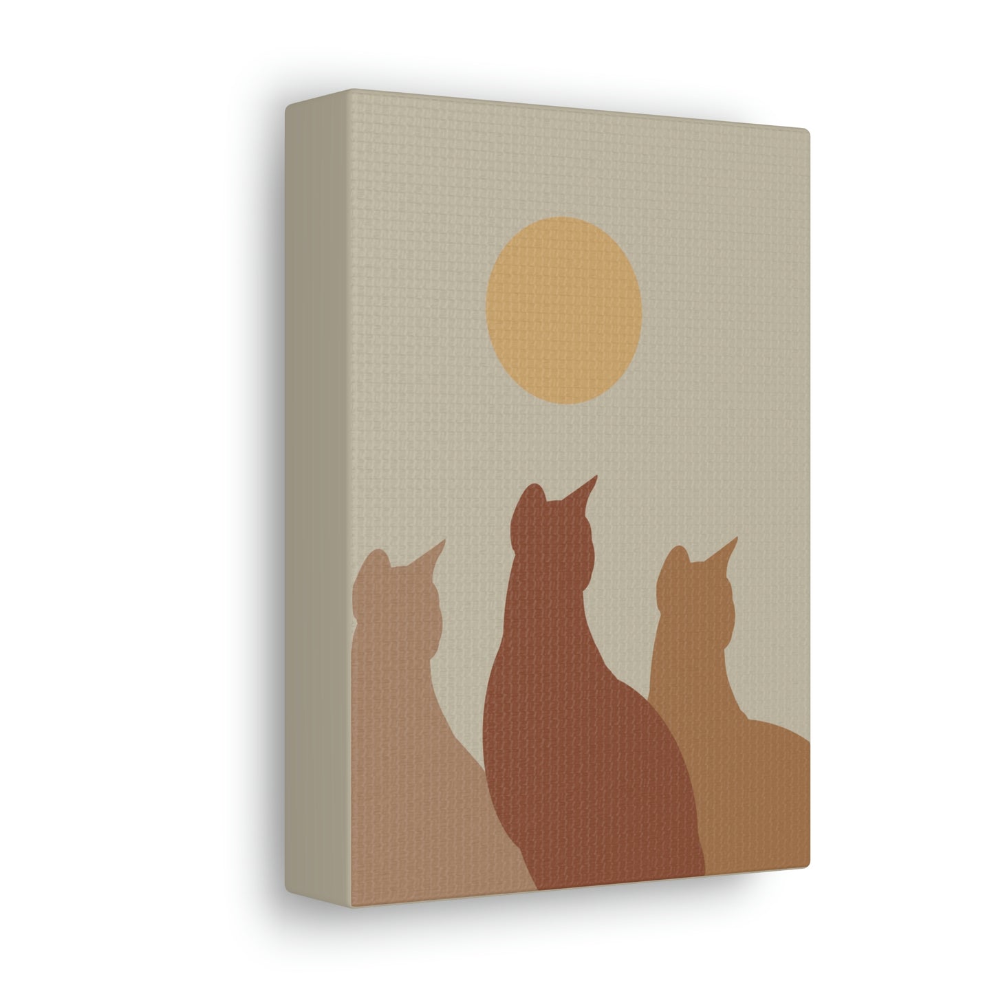 Abstract Boho Cats Relaxed Aesthetic Beige Minimalist Classic Art Canvas Gallery Wraps