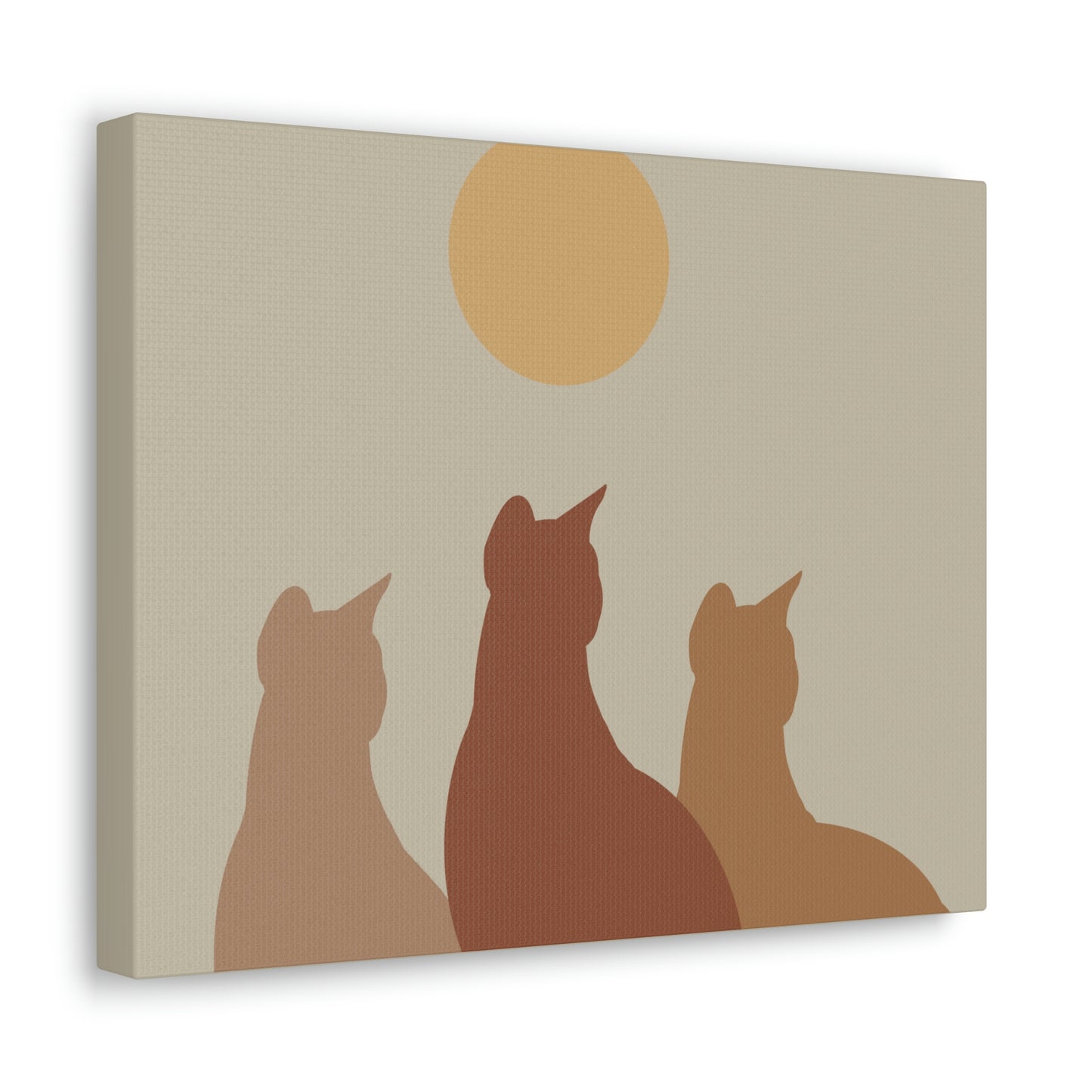 Abstract Boho Cats Relaxed Aesthetic Beige Minimalist Classic Art Canvas Gallery Wraps