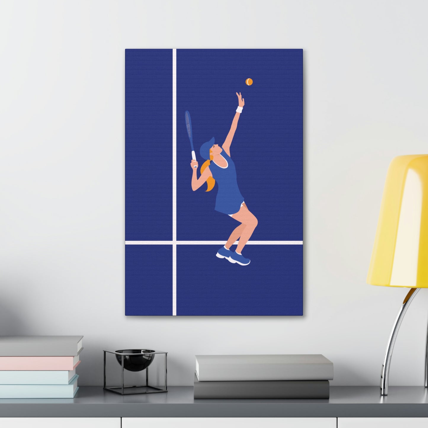 Tennis Player Blue Art Sports Team Classic Art Canvas Gallery Wraps