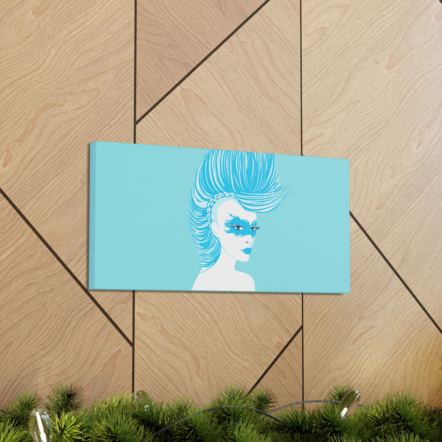 Blue Punk Woman Art Unique Edgy Graphic Aesthetic Classic Art Canvas Gallery Wraps