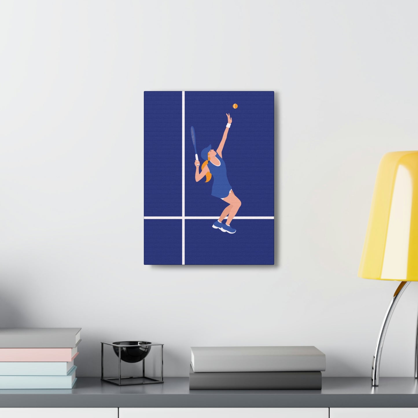 Tennis Player Blue Art Sports Team Classic Art Canvas Gallery Wraps