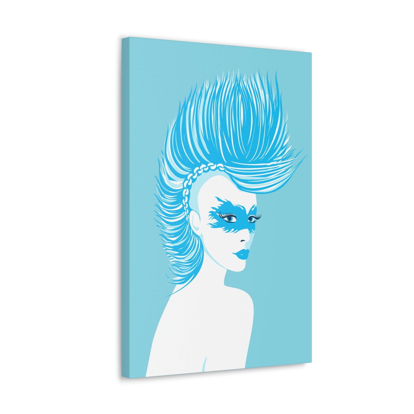 Blue Punk Woman Art Unique Edgy Graphic Aesthetic Classic Art Canvas Gallery Wraps