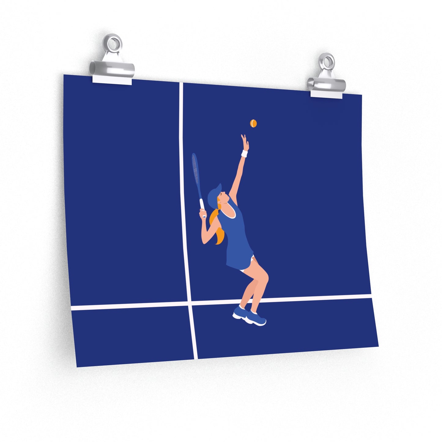 Tennis Player Blue Art Sports Team Premium Matte Horizontal Posters