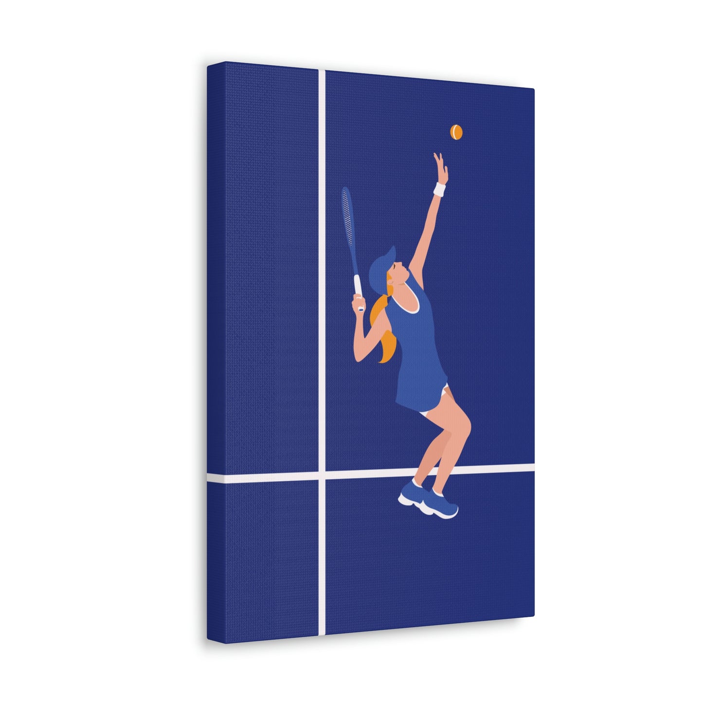 Tennis Player Blue Art Sports Team Classic Art Canvas Gallery Wraps