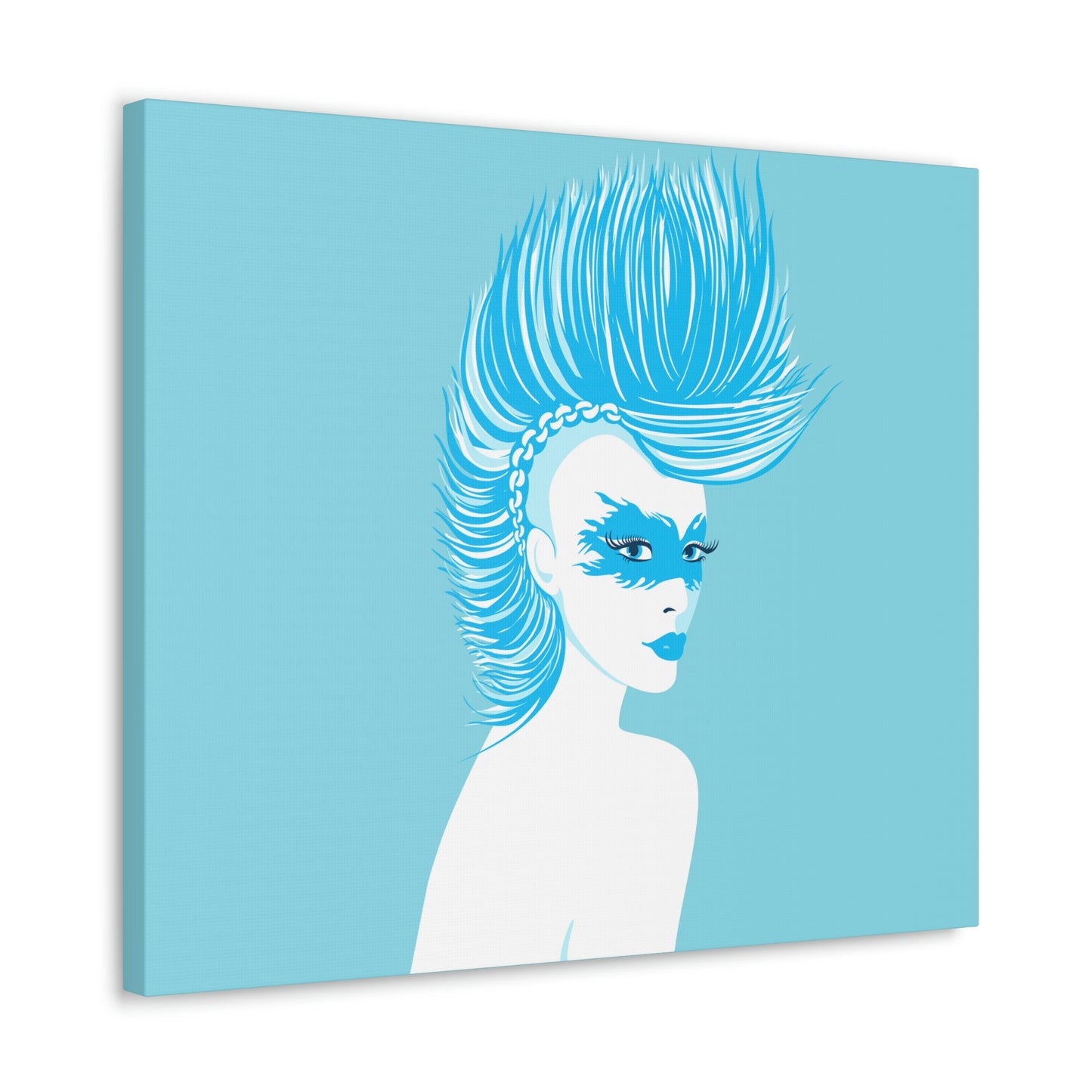 Blue Punk Woman Art Unique Edgy Graphic Aesthetic Classic Art Canvas Gallery Wraps