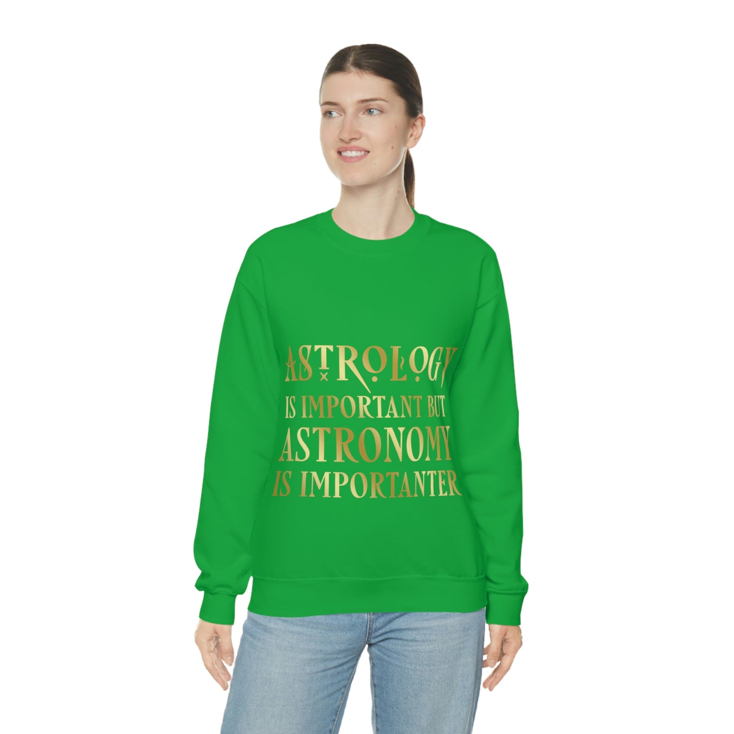 Astrology Is Important But Astronomy Is Importanter Funny Quotes Gold Unisex Heavy Blend™ Crewneck Sweatshirt