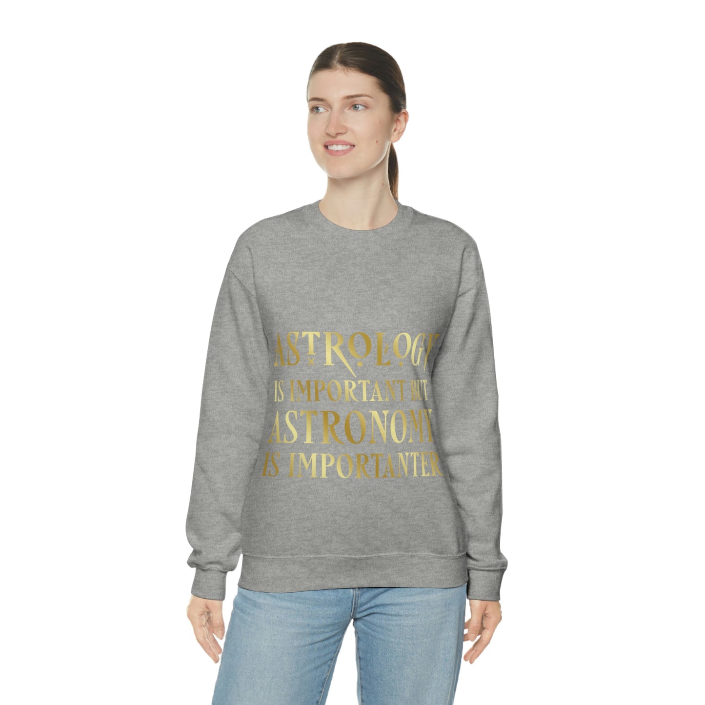 Astrology Is Important But Astronomy Is Importanter Funny Quotes Gold Unisex Heavy Blend™ Crewneck Sweatshirt