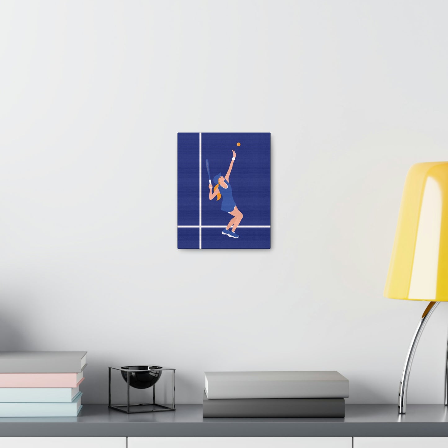 Tennis Player Blue Art Sports Team Classic Art Canvas Gallery Wraps