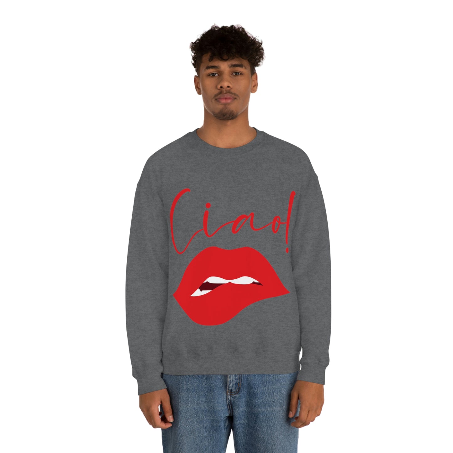 Ciao Hello Goodbye Red Lips Lipstick Unisex Heavy Blend™ Crewneck Sweatshirt