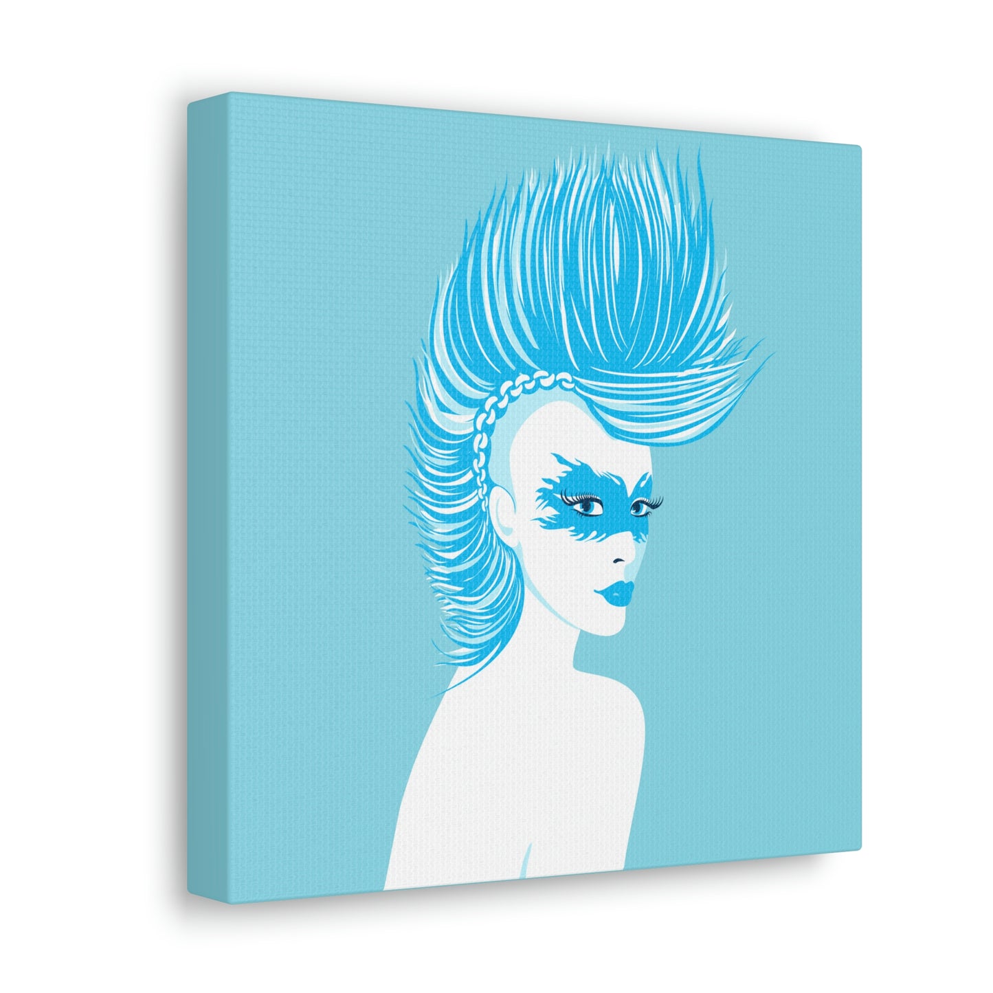 Blue Punk Woman Art Unique Edgy Graphic Aesthetic Classic Art Canvas Gallery Wraps