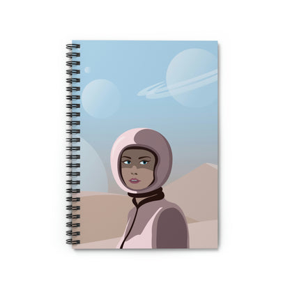 Astronaut Woman Aliens Minimal Art Aesthetic Spiral Notebook Ruled Line