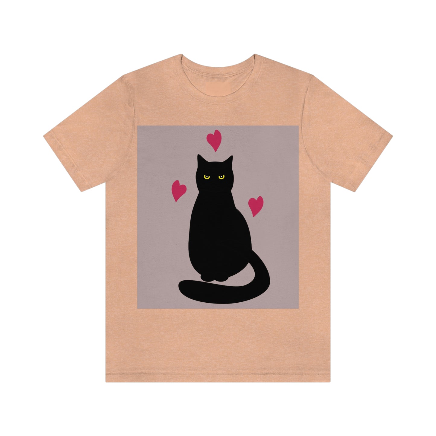 Black Cat with Heart Love Unisex Jersey Short Sleeve T-Shirt