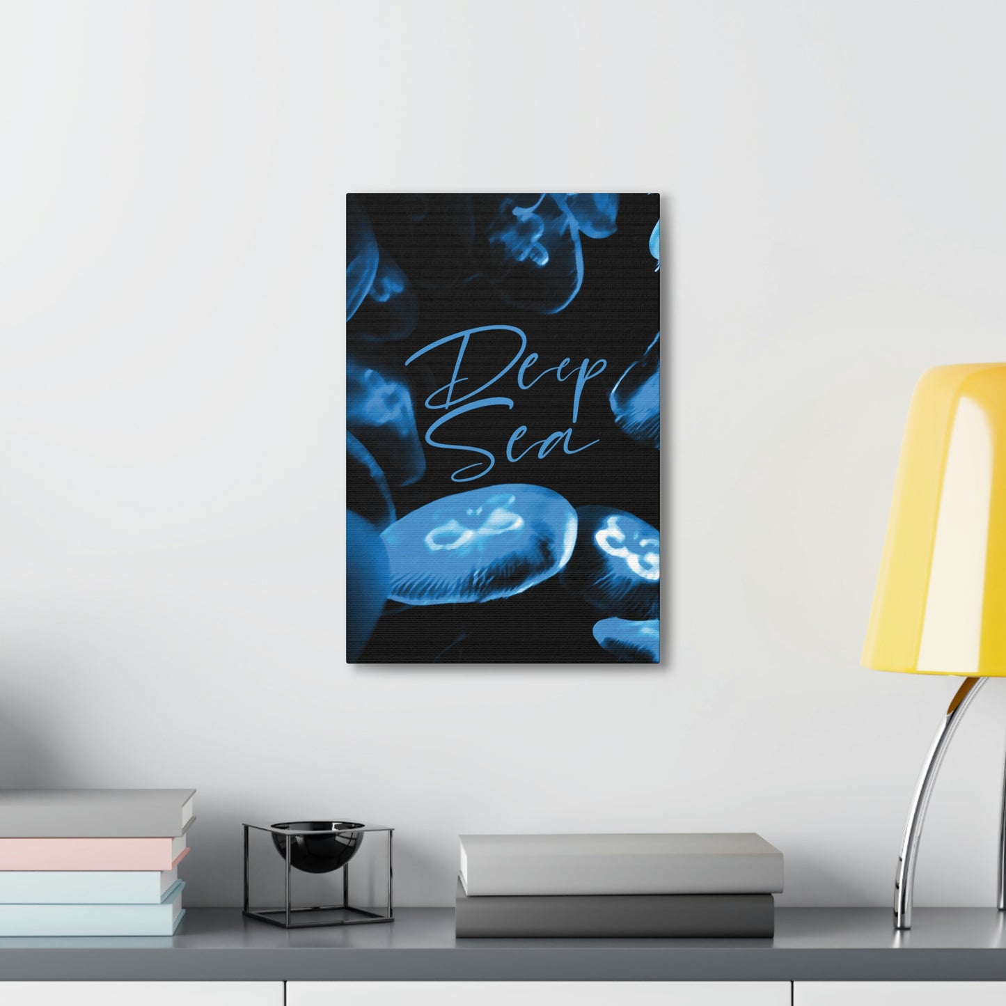 Deep Sea Jellyfish Silhouette Eco Friendly Life Sign Aesthetic Classic Art Canvas Gallery Wraps