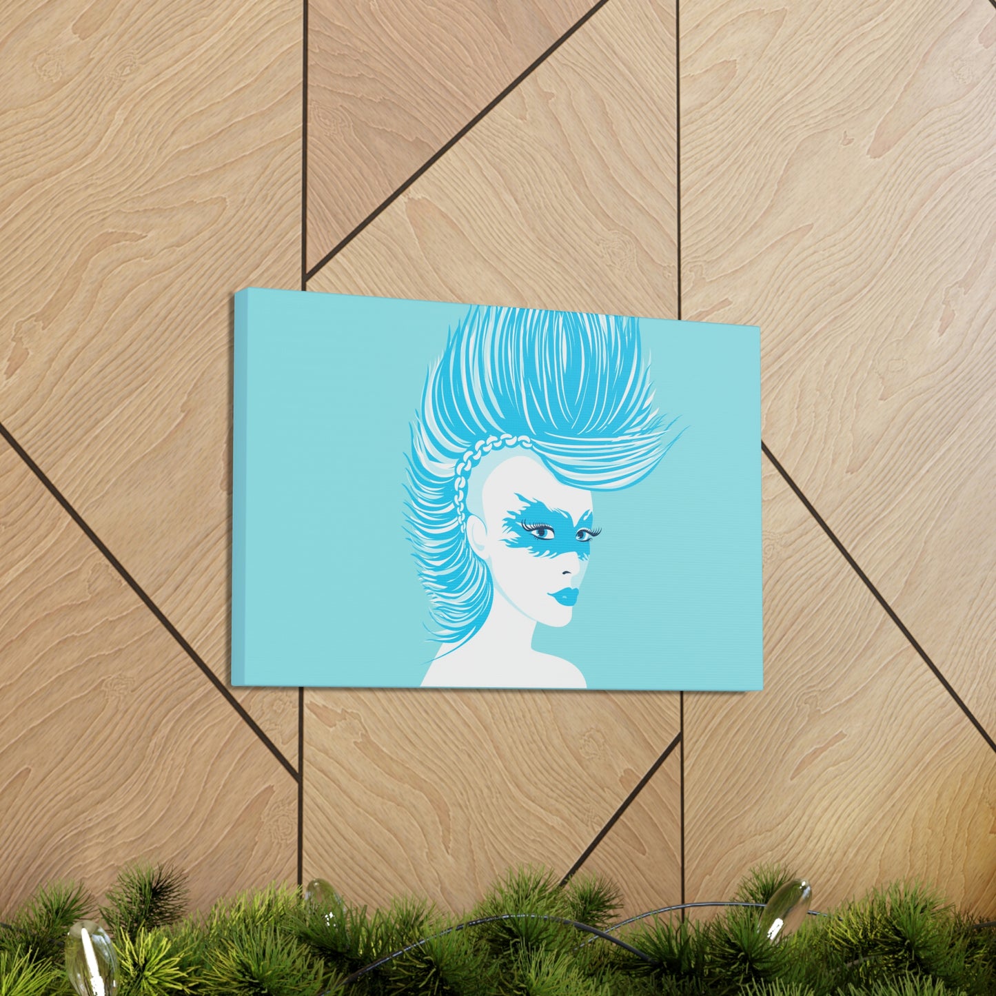 Blue Punk Woman Art Unique Edgy Graphic Aesthetic Classic Art Canvas Gallery Wraps