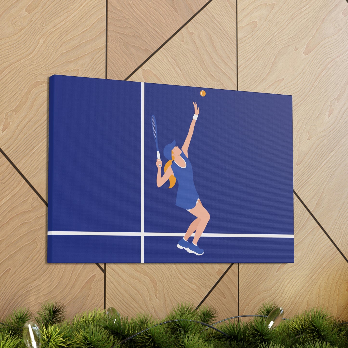 Tennis Player Blue Art Sports Team Classic Art Canvas Gallery Wraps